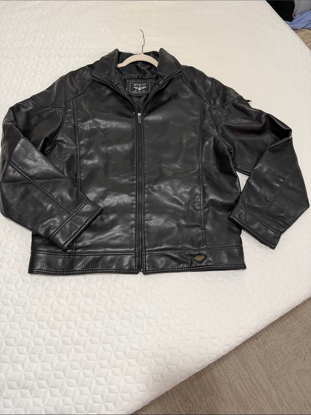 Black Leather Bomber Jacket - (Men)